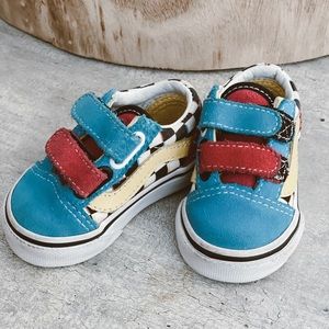 Vans colorful bright checkered velcro vans size 2